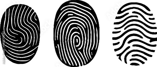 Fingerprint or thumbprint set isolated. Fingerprint icons. Personal id identity. Press finger, scan for safety.