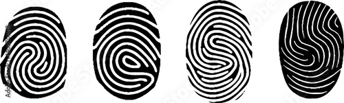 Fingerprint or thumbprint set isolated. Fingerprint icons. Personal id identity. Press finger, scan for safety.