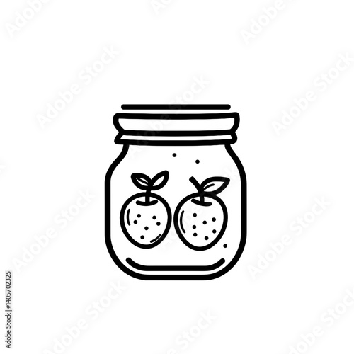 Fruit jar icon with two oranges in black and white line style