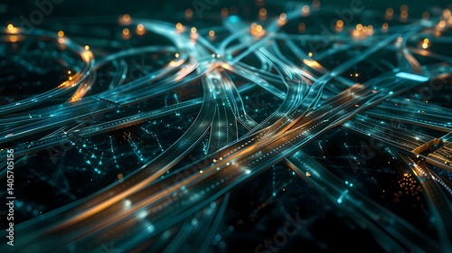An abstract background image that shows an interconnected and vast road network, Generative AI illustrations.