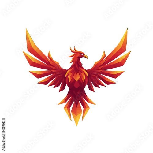 Geometric Phoenix with outstretched wings