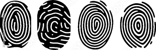Fingerprint vector icons. Finger print id authentication symbol set. 