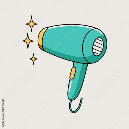 Hair Styling Tool Hair Dryer with Sparkle Effect Icon

