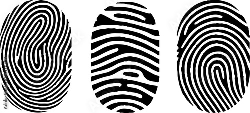 Fingerprint vector icons. Finger print id authentication symbol set. 