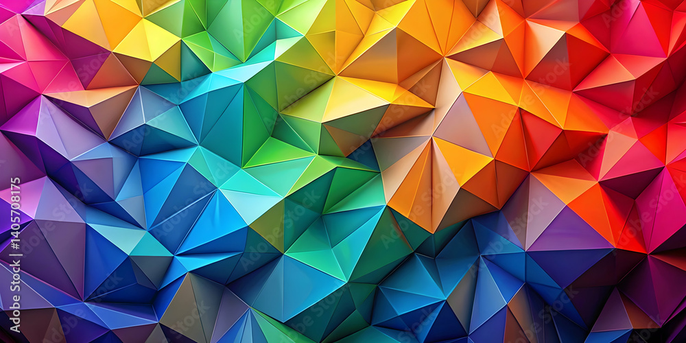 Abstract polygonal shapes in vibrant rainbow colors Abstract polygonal shapes in vibrant rainbow colors
