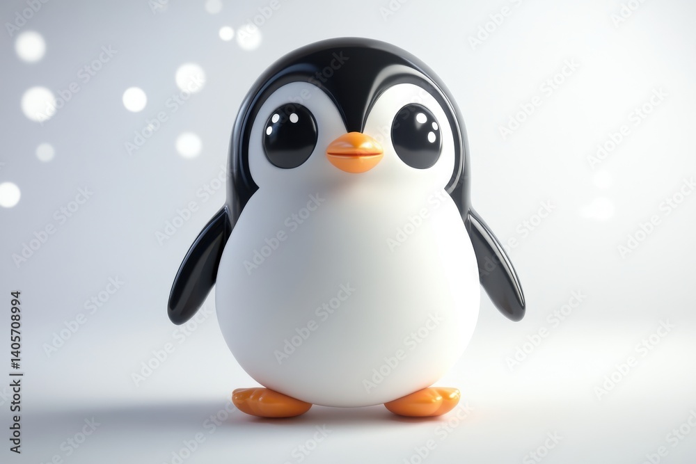 Fototapeta premium Cute penguin cartoon character on white background
