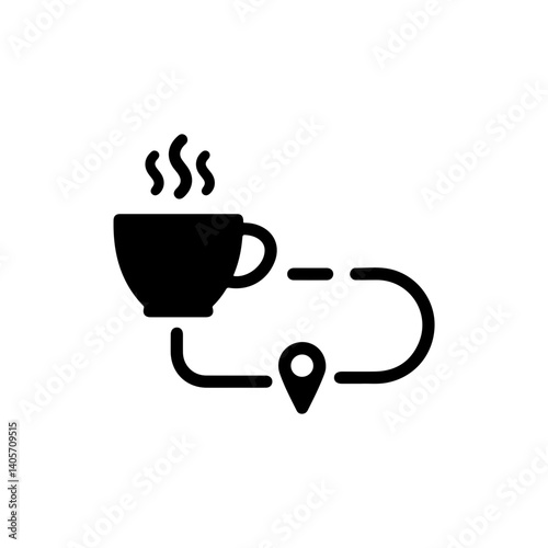 Coffee Cup with Steam and Delivery Route Representing Hot Beverage Delivery