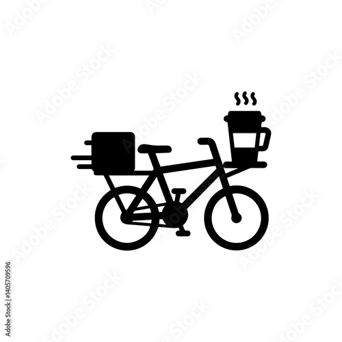 Delivery bike with a coffee cup symbolizing beverage delivery on bikes
