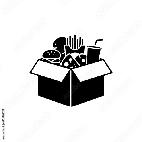 Packed Box with Various Food Items Symbolizing Multi-Item Food Delivery