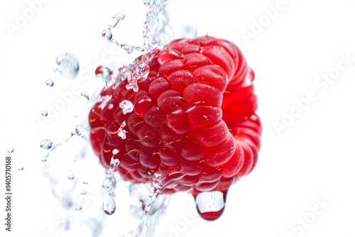Raspberry splashing in water

