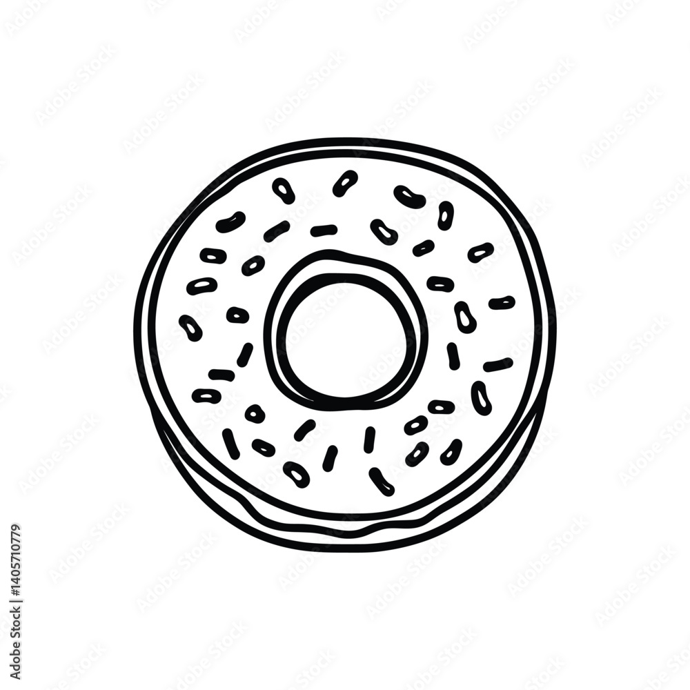 Donut with Sprinkles, HandDrawn Style on Transparent Background, Isolated Donut with Sprinkles, HandDrawn Style on Transparent Background, Isolated
