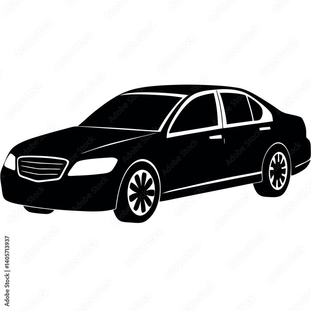 Obraz premium Simple Sedan Silhouette High-Quality Vector for Car Branding