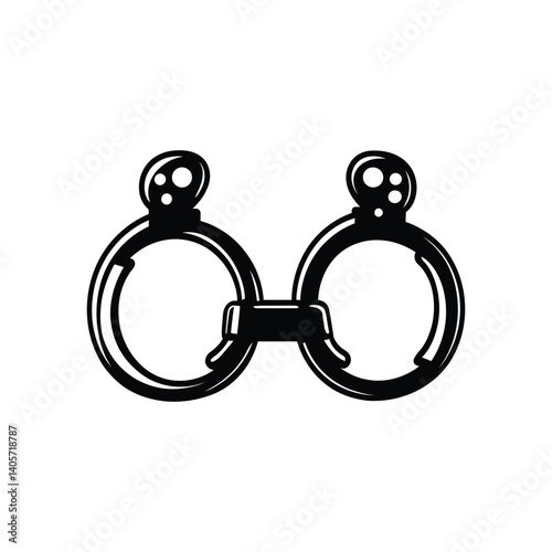 Handcuffs Icon in Black Outline Style with Transparent Background Law Enforcement