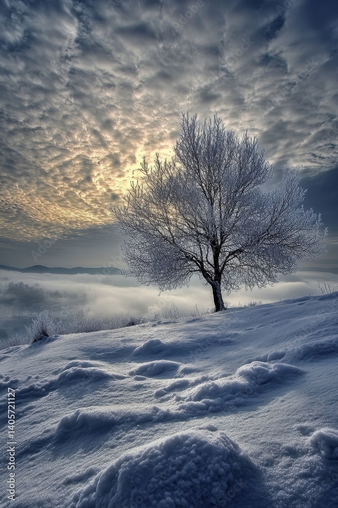 Majestic Winter Landscape: Tranquil Sky and Foggy Mountains Embrace the Trees and Forests of a Winter Wonderland Majestic Winter Landscape: Tranquil Sky and Foggy Mountains Embrace the Trees and Forests of a Winter Wonderland