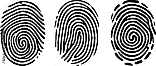 Finger print id authentication symbol set. Fingerprint, biometric, identity icon set. Set of vector realistic fingerprints.