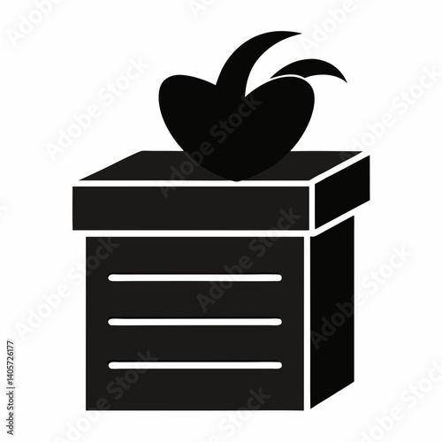 Silhouette of a birthday wish list resting on top of a gift box