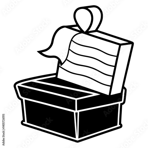 Silhouette of a birthday wish list resting on top of a gift box