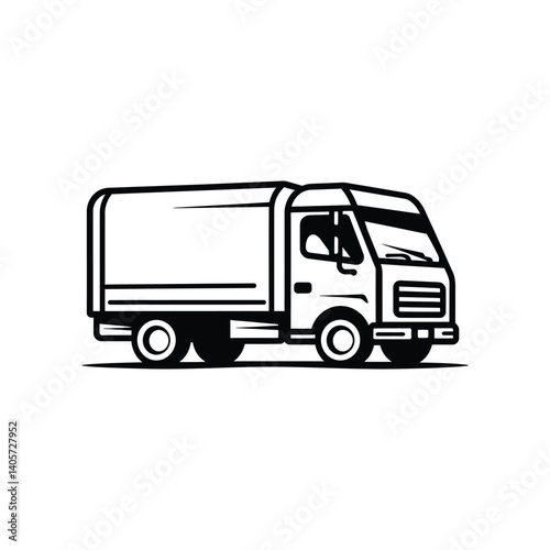 Line Art Delivery Truck with a Clean Transparent Background