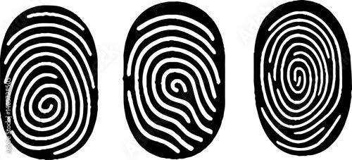 Fingerprints icon set vector isolated. Fingerprint, biometric, identity icon set. 