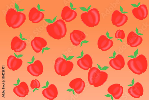collection of apples with leaves in a colorful gradient background