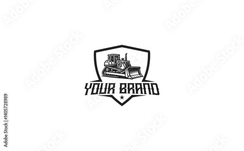Bulldozer Heavy Equipment Company Logo