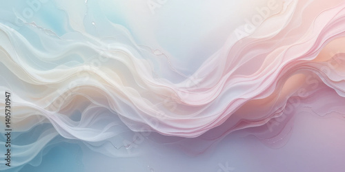 Soft abstract waves in pastel colors create serene and calming atmosphere