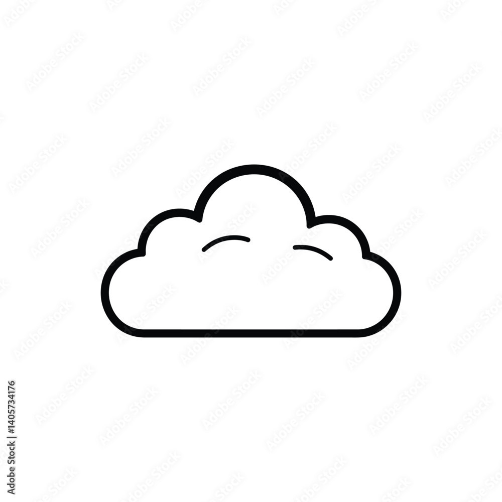 Minimalist Cloud Outline Icon with Smooth Lines on Transparent Background Minimalist Cloud Outline Icon with Smooth Lines on Transparent Background