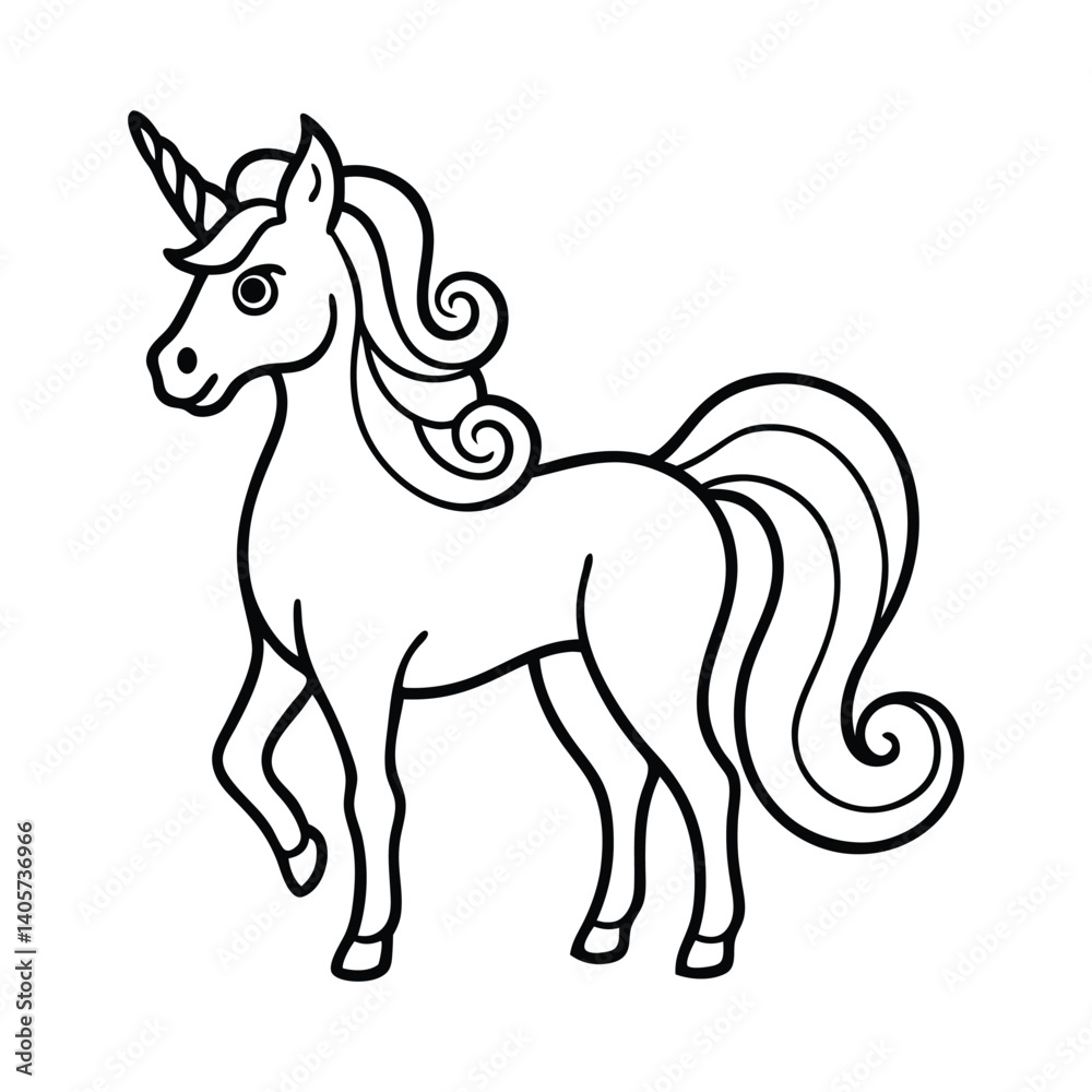 Beautiful Unicorn Line art and Drawing Fantasy Beast Vector Art Illustration Beautiful Unicorn Line art and Drawing Fantasy Beast Vector Art Illustration