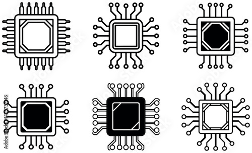 Vector Illustration of Multiple Integrated Circuits