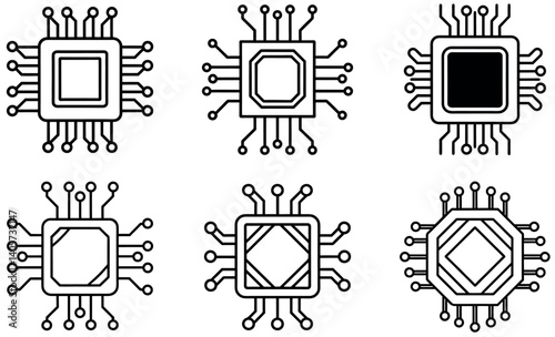 Vector Illustration of Multiple Integrated Circuits