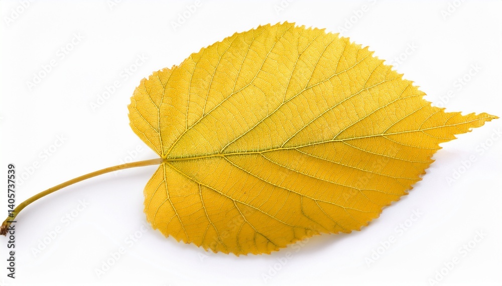 Bright yellow linden tree leaf isolated on white Bright yellow linden tree leaf isolated on white