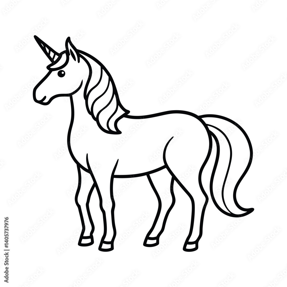 Minimal Unicorn Graphic Mystical Monoline Animal Artwork with Unicorn line art vector Illustration Minimal Unicorn Graphic Mystical Monoline Animal Artwork with Unicorn line art vector Illustration