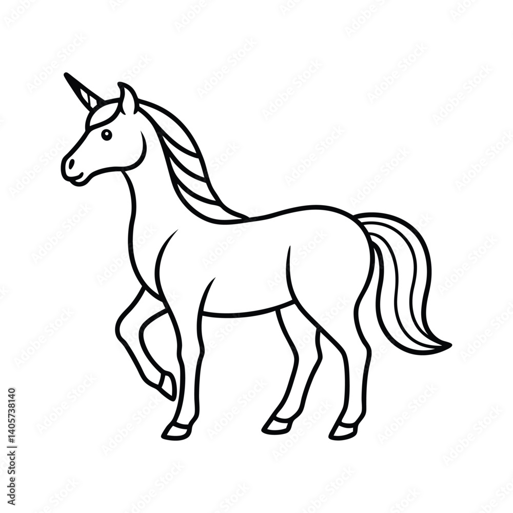 Minimal Unicorn Graphic Mystical Monoline Animal Artwork with Unicorn line art vector Illustration Minimal Unicorn Graphic Mystical Monoline Animal Artwork with Unicorn line art vector Illustration