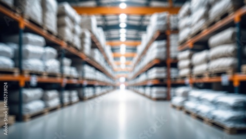 Defocused interior of a retailer featuring aisles and shelves