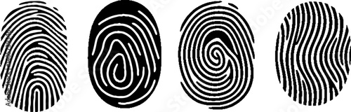 Fingerprint line texture, biometric, identity icon.