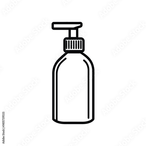 Minimalist Outline Drawing of Dispenser Bottle with Transparent Background