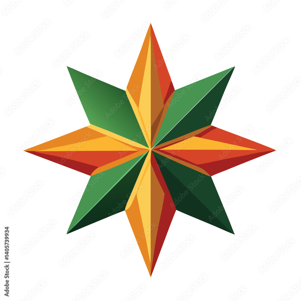 Fototapeta premium Christmas star clipart on white background 