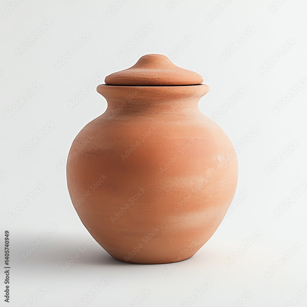 A handcrafted clay urn with a smooth finish and a subtle, elegant design. 3D soft pastel pop A handcrafted clay urn with a smooth finish and a subtle, elegant design. 3D soft pastel pop