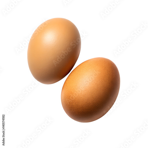Two fresh brown eggs isolated on black background