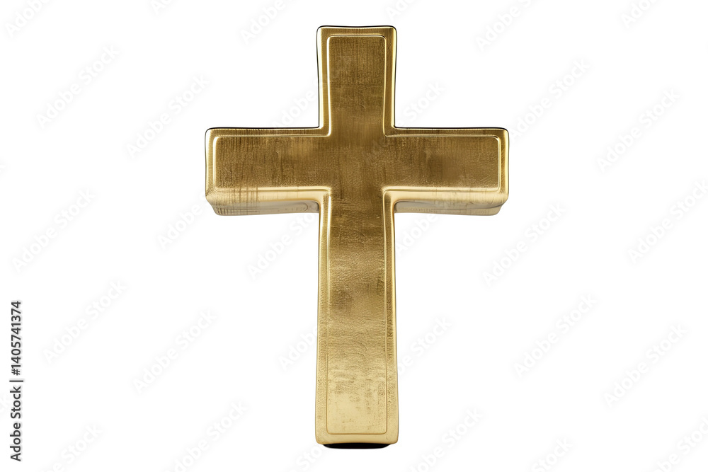 Golden cross. Central view. Faith, religion, christianity, symbol of belief, spiritual, worship and tradition. Isolated against a transparent background Golden cross. Central view. Faith, religion, christianity, symbol of belief, spiritual, worship and tradition. Isolated against a transparent background