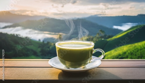sipping refreshing green tea milk tea cozy beverage photography relaxing ambiance tranquil viewpoint captivating experience