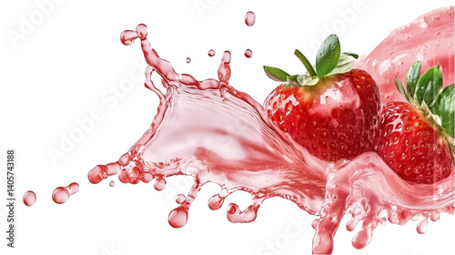 Photo Of Fresh Strawberry Splash Isolated On Transparent Background