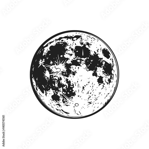 Moon Phases Silhouette Art Full Moon Detailed Design with Transparent Background