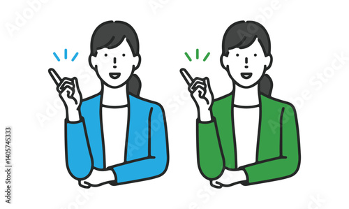 指を指す女性 ( woman pointing finger ). vector eps file