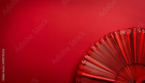 red andalusian flamenco background with folding fan
