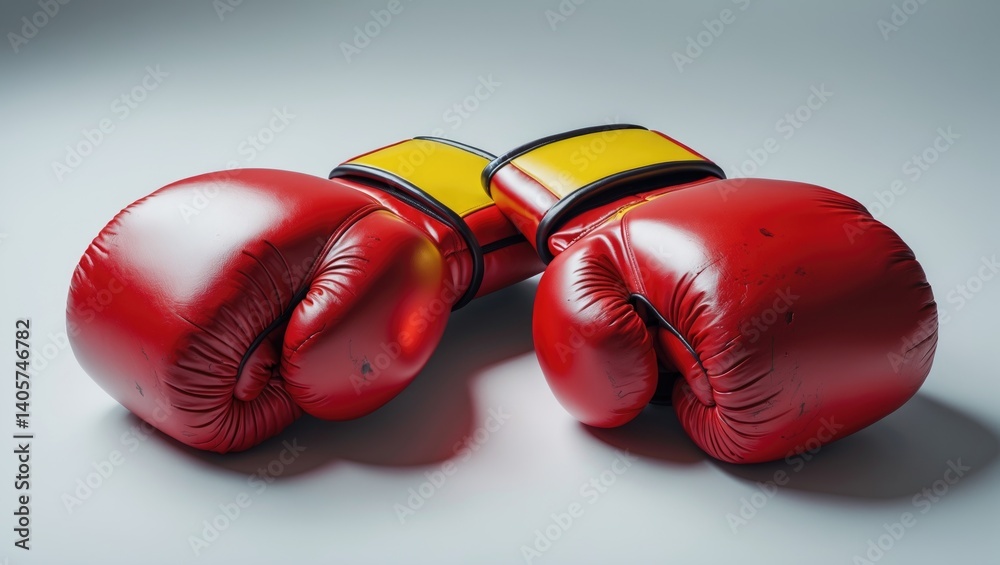 Set of Boxing Gloves Lying Alone on Background