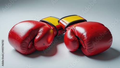 Set of Boxing Gloves Lying Alone on Background