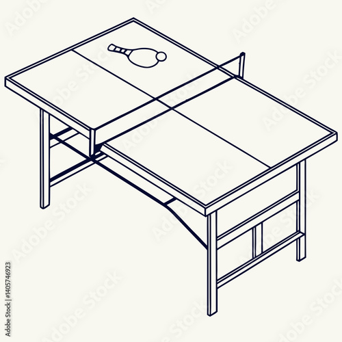 Table Tennis Table Top View – Net, Paddle Area, and Markings – Clean Vector Design