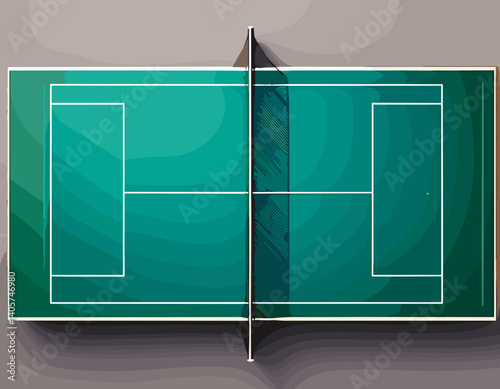 Table Tennis Table Top View – Net, Paddle Area, and Markings – Clean Vector Design