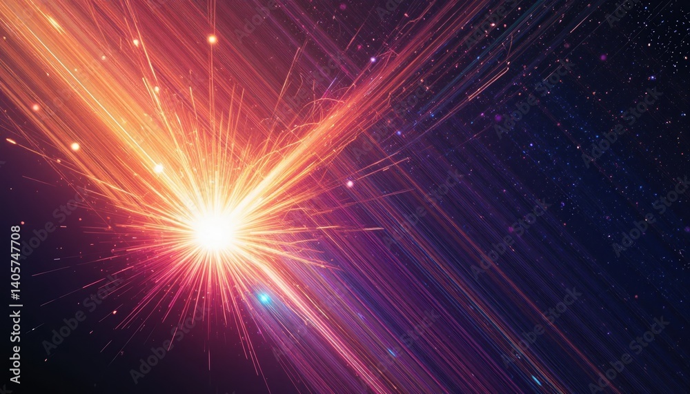 Fototapeta premium Dramatic cosmic explosion event deep space digital artwork abstract environment dynamic viewpoint energy concept for seo impact
